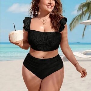 Swim suit two pieces black color